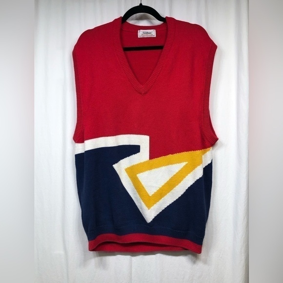 Titleist Corbin Grandpa Sweater Vest Red Blue Yellow White Geometric Pattern XL - Picture 1 of 12